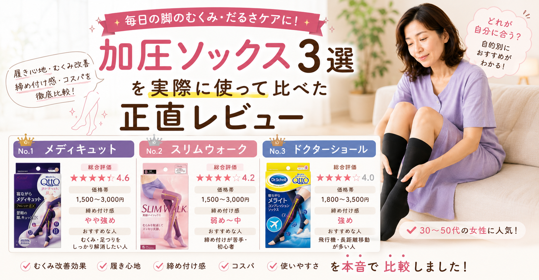 加圧ソックス3選を実際に使って比べた正直レビュー